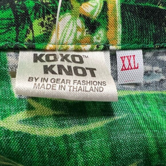 Vintage Koko Knot Hawaiian Shirt – Green with Island Plane Print READ CONDITION - Picture 4 of 4